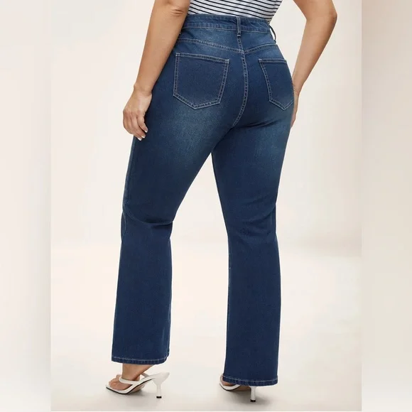 BloomChic Blue Flare Wide Leg Jeans - Picture 6 of 11